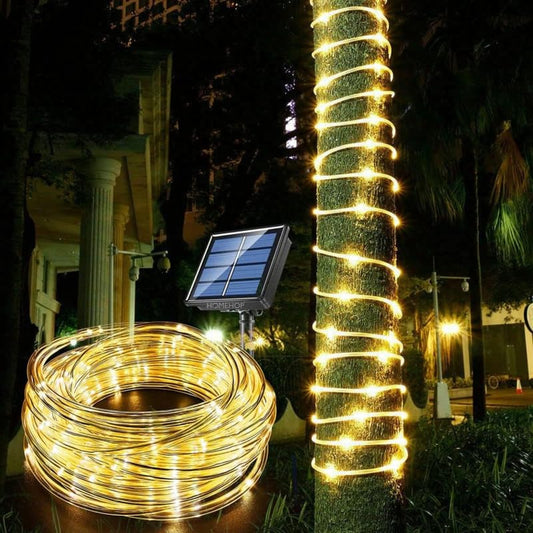 Homehop Decorative Solar Light 200Leds Waterproof String Pipe Lamp for Outdoor, Garden, Home Decor, and Tree with 8 Lighting Modes ‎Warm White,800Mah(20 M ABS+PC)