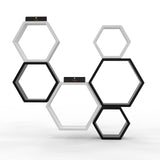 Onlineshoppee Fancy 6 Pieces Hexagonal MDF Wall Shelf [Big, Multicolour]