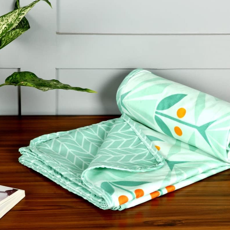 BSB HOME Pure Cotton 120 GSM Reversible Soft Lightweight Printed Single Bed Blanket/AC Dohar/Skin Friendly Dohar-152 x 225 cm-Light Green