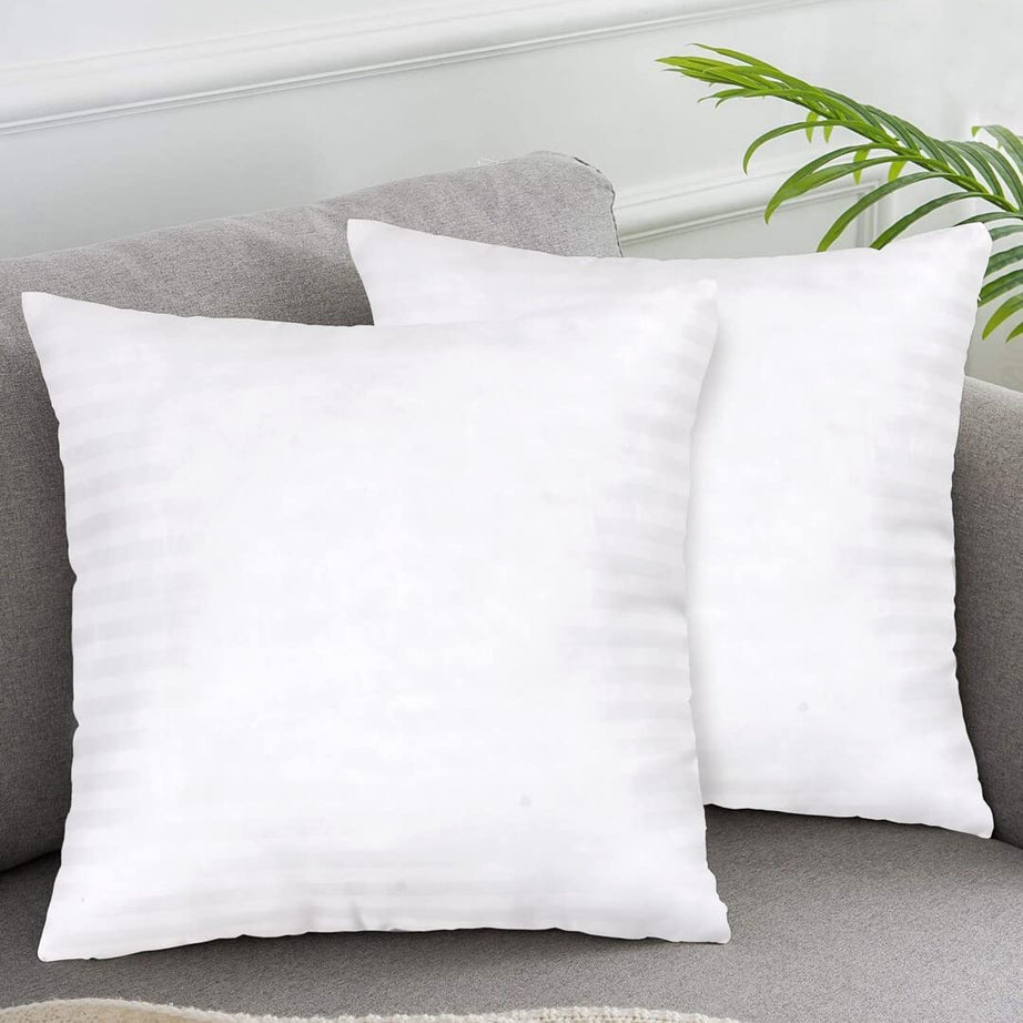 Wakewell Microfiber Cushions Premium Fibre Sofa Cushion Set Of 2|Cushion 16 InchX16 Inch|Cushion Filler Square Pillow (Pack Of 2 Cushions,16X16 Inches),White