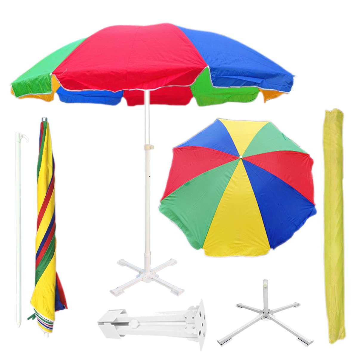 RAINPOPSON Garden Umbrella Outdoor Big Size with Stand 7ft Multicolor Color Big Size Outdoor Waterproof & Sun UV Protaction Umbrella Heavy Duty Cloth Patio Garden Outdoor Umbrella (7ft) (Multicolor)