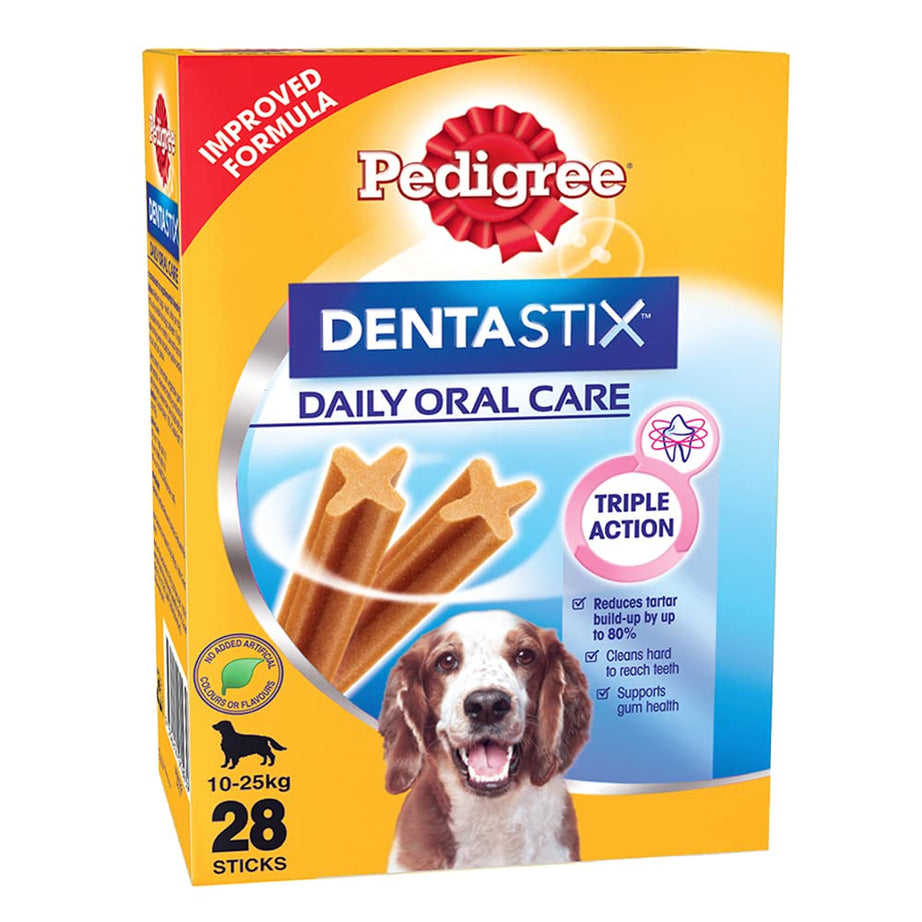 Pedigree Dentastix Dog Treat Oral Care for Adult Medium Breed (10-25 kg), (28 Sticks) 720g Monthly Pack