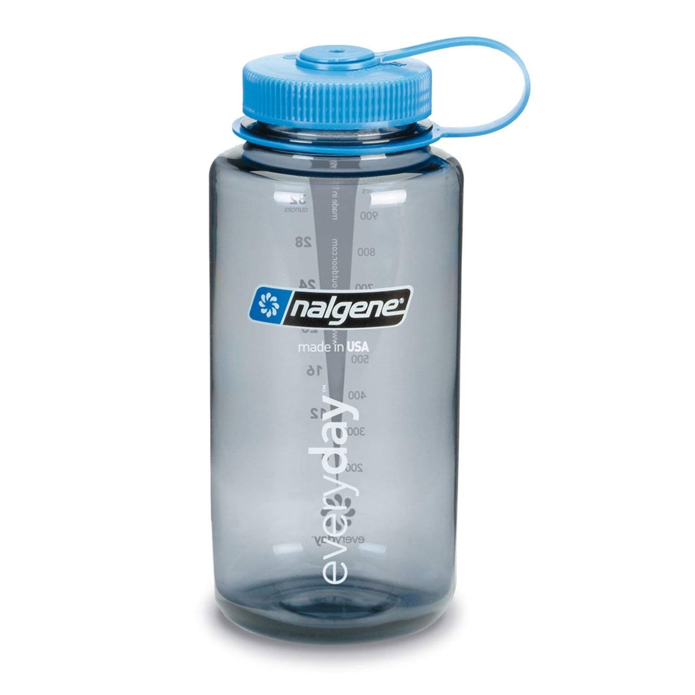 Nalgene Tritan Wide Mouth BPA-Free Water Bottle 1-Quart Gray/Blue Lid 1 Quart