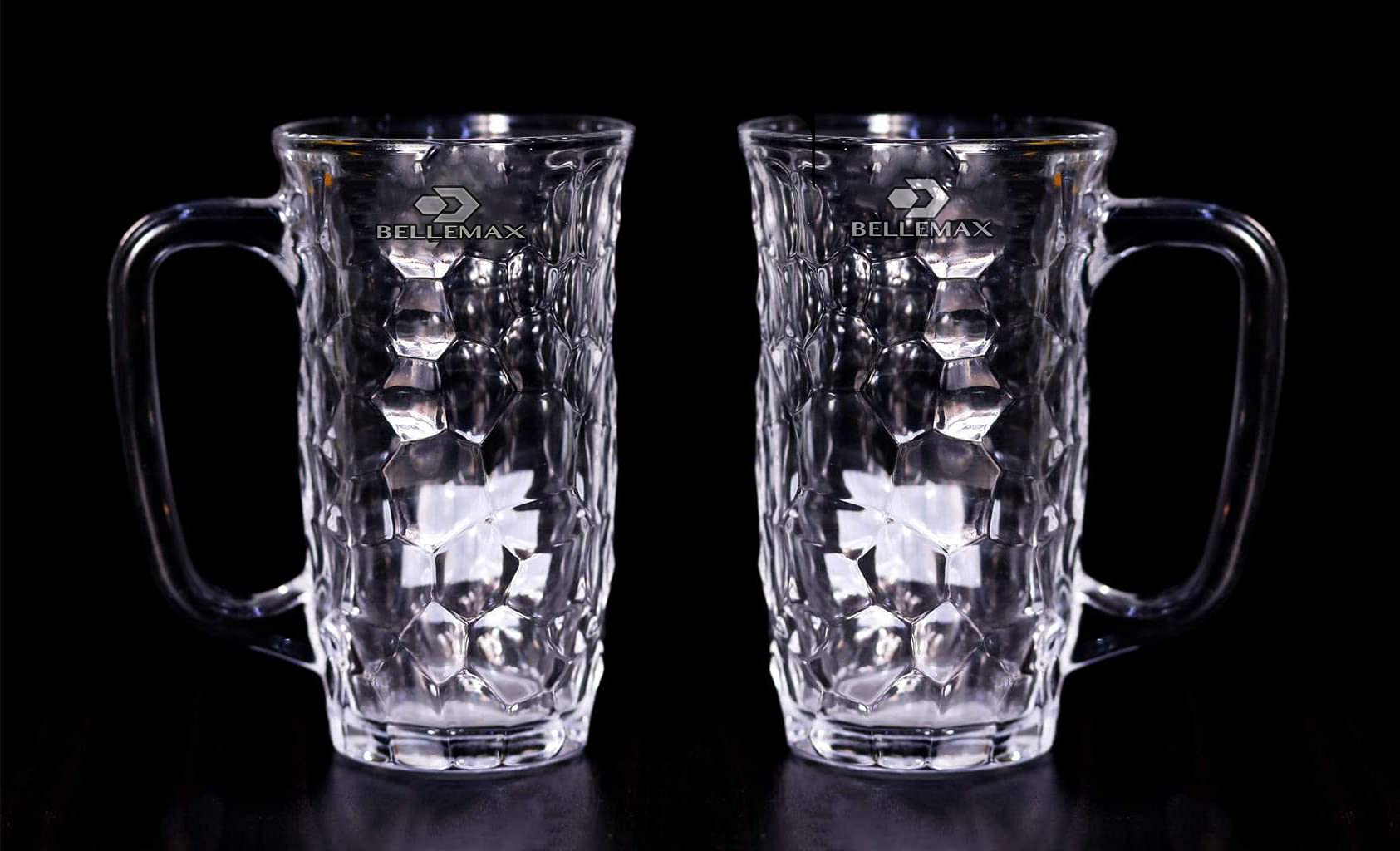 bellemax 2 Premium Beer Glasses with 450 ML Beer Mug, Traditional Beer Mug Glasses Set, Perfect for Everyday Drinking,Cocktail Bars Home