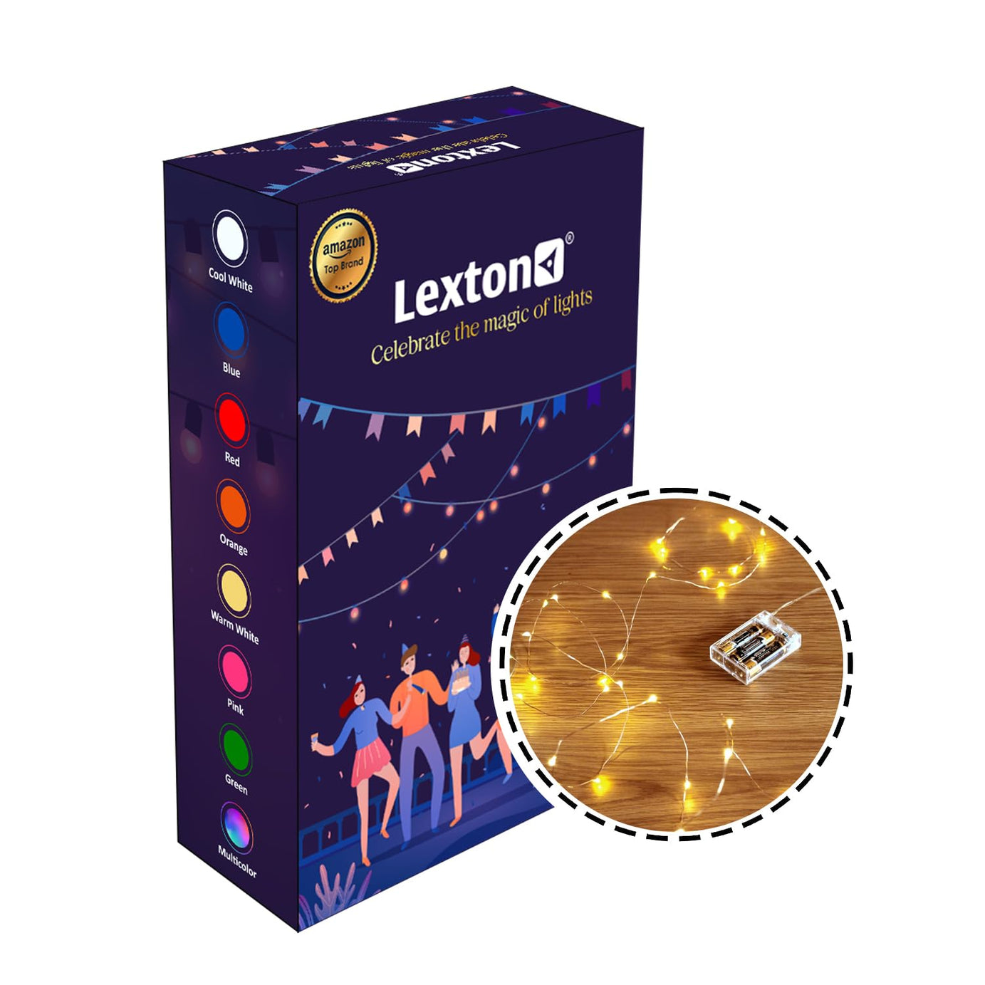 Lexton 50 LED Fairy String Lights Battery Operated (Battery Not Included) |for Indoor & Outdoor Decorations (Warm White, Pack of 1), Standard (Lex-50Led/Battery)