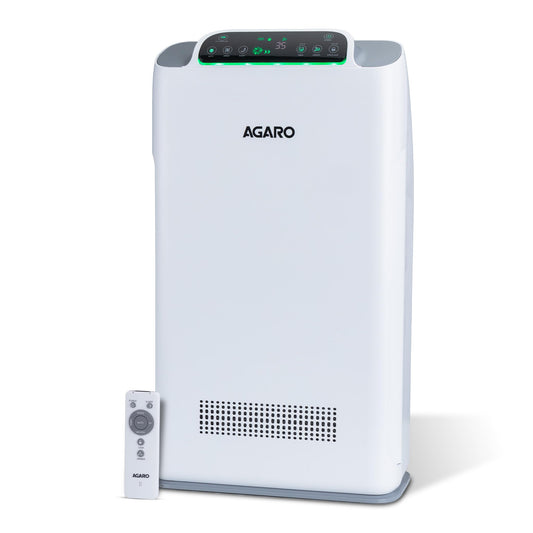 AGARO Imperial Air Purifier, 7 Stage Purification System, Anion Generator, True HEPA, 3 Speed Settings, Air Quality Indicator, Remte control, White