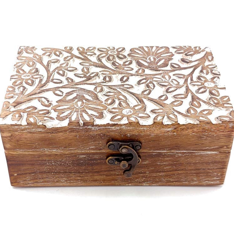 Adan's Homes Wooden Decorative & Handcrafted Jwellery Box/Gift Box/Packaging Box (18 cm x 11 cm x 7 cm)