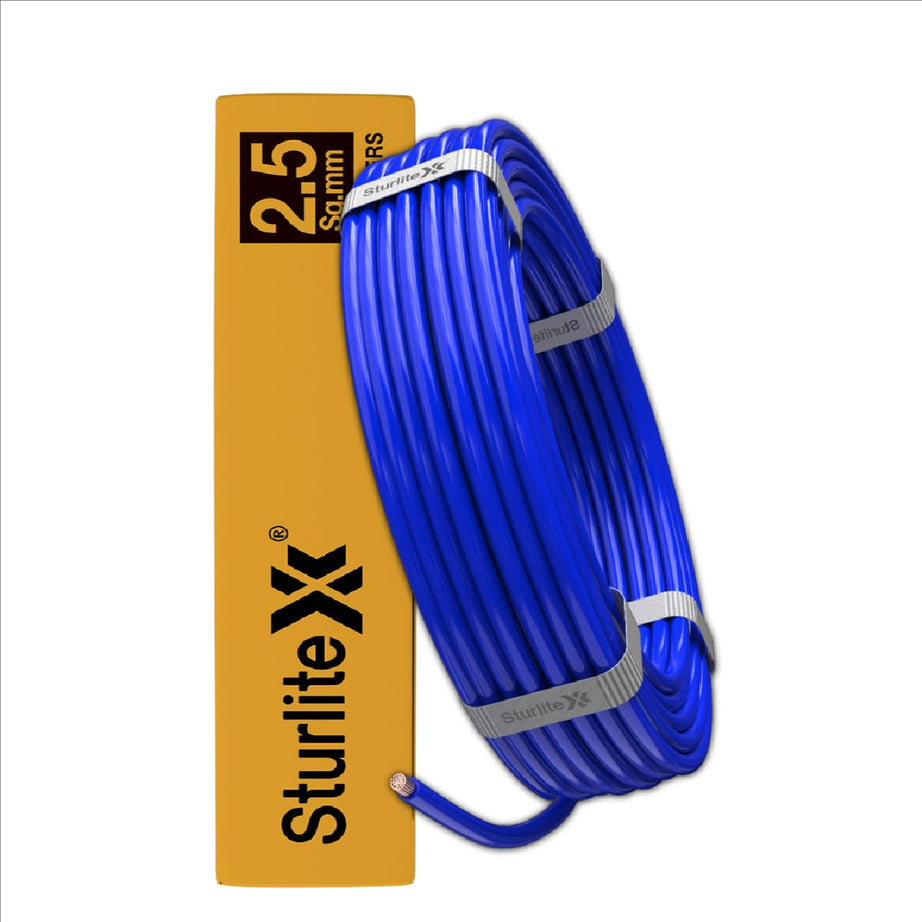 Sturlite Home Guard FR-LF 45 Meter Wire, (2.5 Sq.mm) PVC Insulated Pure Copper Wire| Multi-Strand, Fire Retardant and Anti Rodent Single Coil Flexible Cable (Blue)