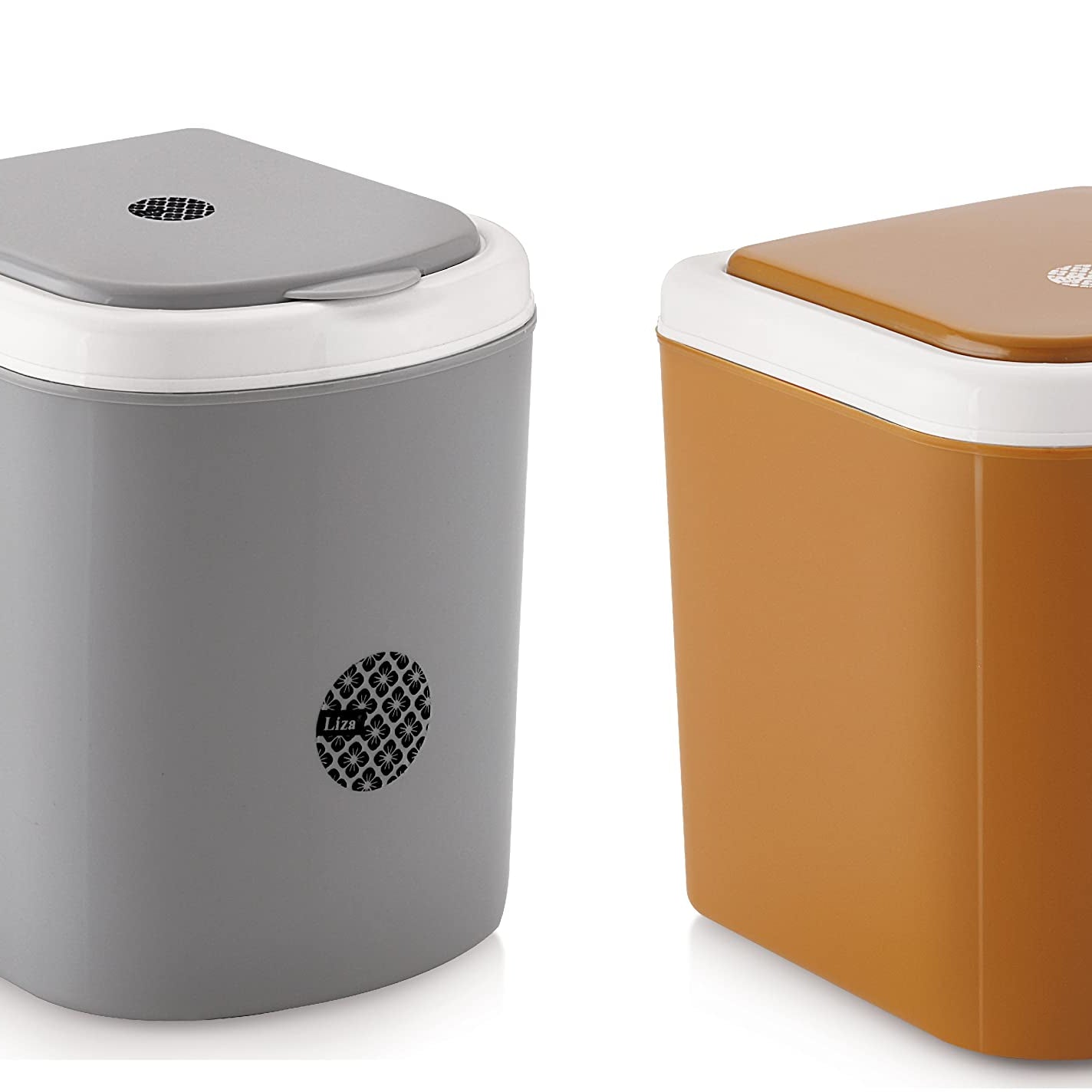 Nabhya Combo Of 2 pc Mini Waste Bin Disposal Dustbin for Car Office Desk and Home Use (Grey,Brown)