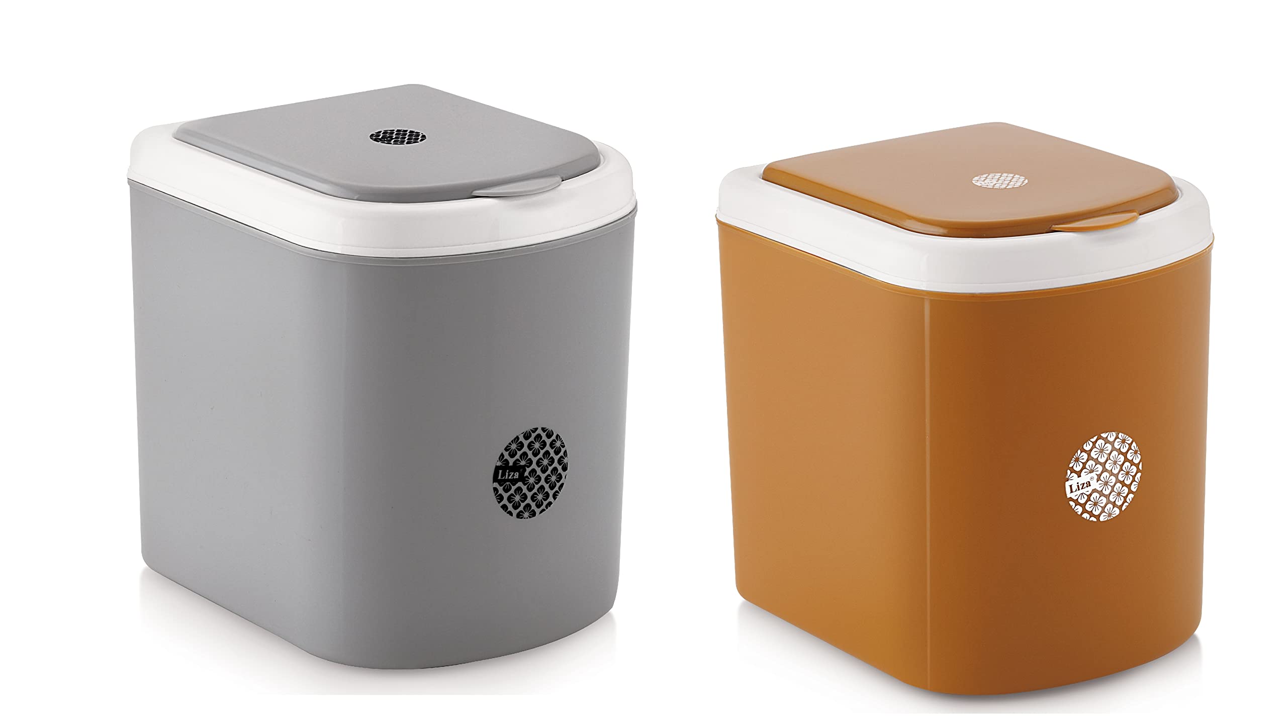 Nabhya Combo Of 2 pc Mini Waste Bin Disposal Dustbin for Car Office Desk and Home Use (Grey,Brown)