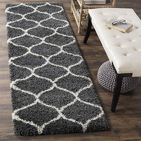 GLOY Modern Fluffy Fur Rug Anti Slip Ultra Soft Shaggy Carpet for Living Room, Bedroom, Guest Room (1.5x3 Feet, Grey Ivory)