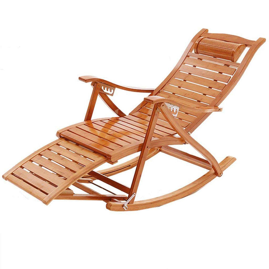 Urbancart Relax Bamboo Wooden Rocking Chair for Home Living Room and Outdoor Lounge, Brown