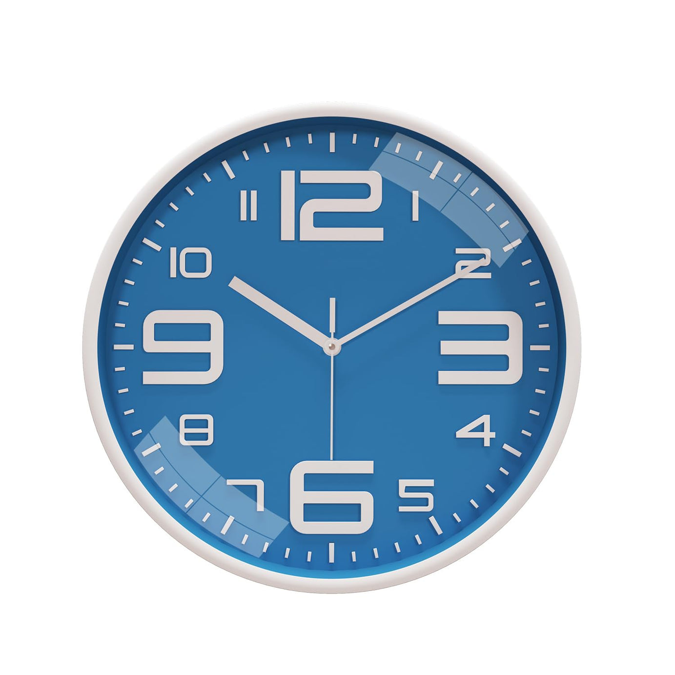 Amazon Brand - Solimo Plastic Analog Wall Clock, Quartz Movement, Silent Sweep, Bold Numeric Time Indicator, Decorative (30 Cm X 30 Cm, Sea Blue)