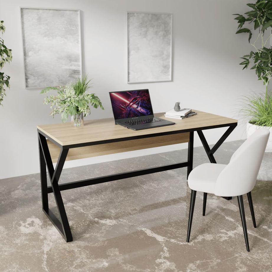 Riyan Luxiwood Alden Beige Computer Table in Engineering Wood for Home & Office, Simple Style Desk, Scratch Resistance Surface, Easy to Assemble, Study Table for Kids (Size-150 X 60 X 75 Cm)