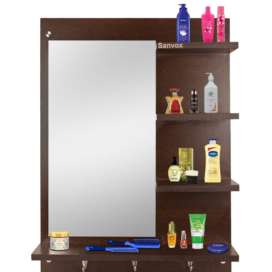 Sanvox Engineered Wood Dressing Table Mirror (80X60X14) (Brown)