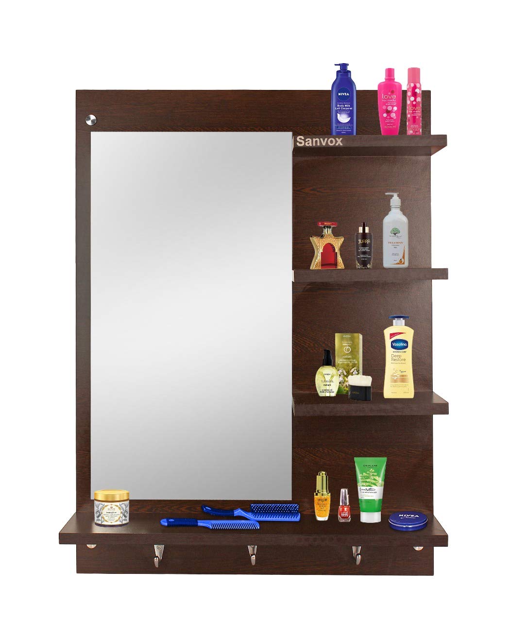 Sanvox Engineered Wood Dressing Table Mirror (80X60X14) (Brown)