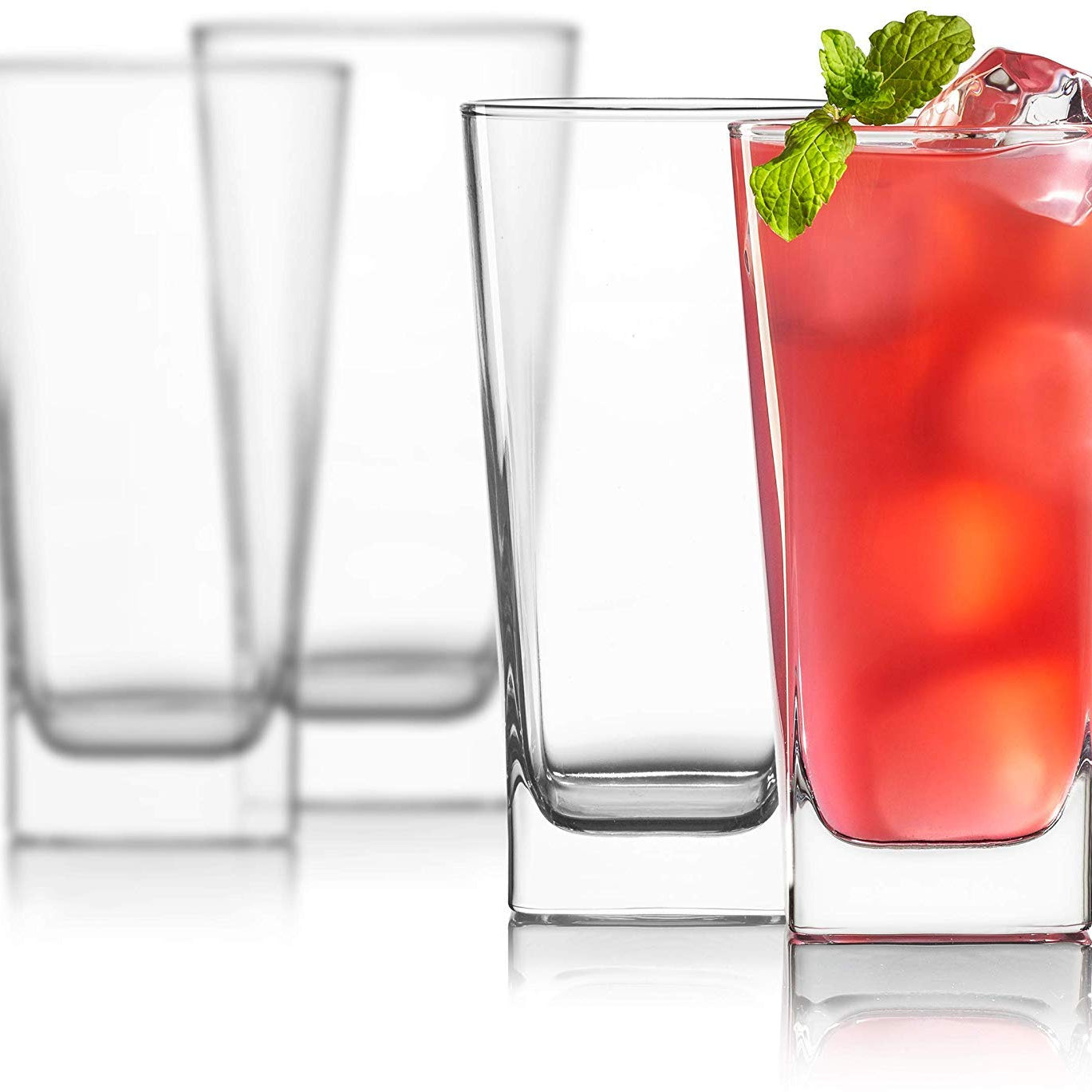 PrimeWorld European 300 ml Plaza Water Glasses Set of 6 pcs - Tall Drinking Glasses for- Water, Juice, Mojito, Cocktail, Lead-Free, Perfect for Home, Restaurants and Parties, Clear