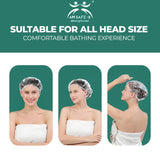 AM Safe X Shower Cap (Pack of 100) Free Size | Reusable Shower Caps for Men & Women | Hair Bath Caps for Hotel and Spa | Hair Salon | Home Use |Portable Travel