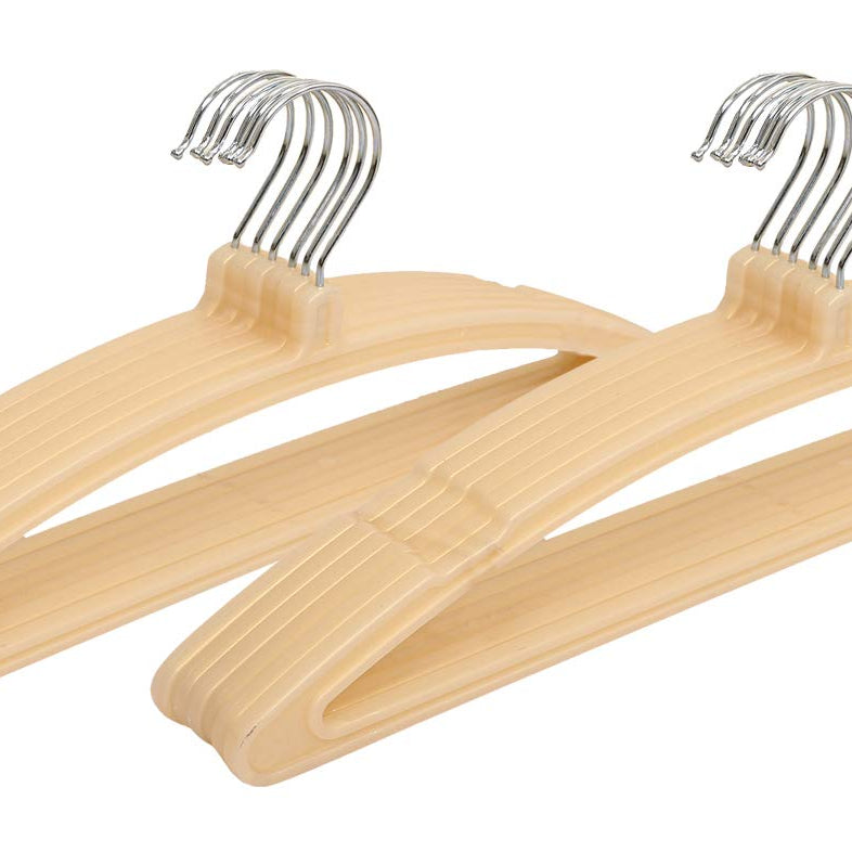 Kuber Industries (Set of 12) Plastic Saree Hanger for Wardrobe - Hanging Organizer in Bulk for Shirt | Clothes | Dress | Blazer | Pants - Modern Dress Anchor for Cupboard | Almirah | Closet (Cream)