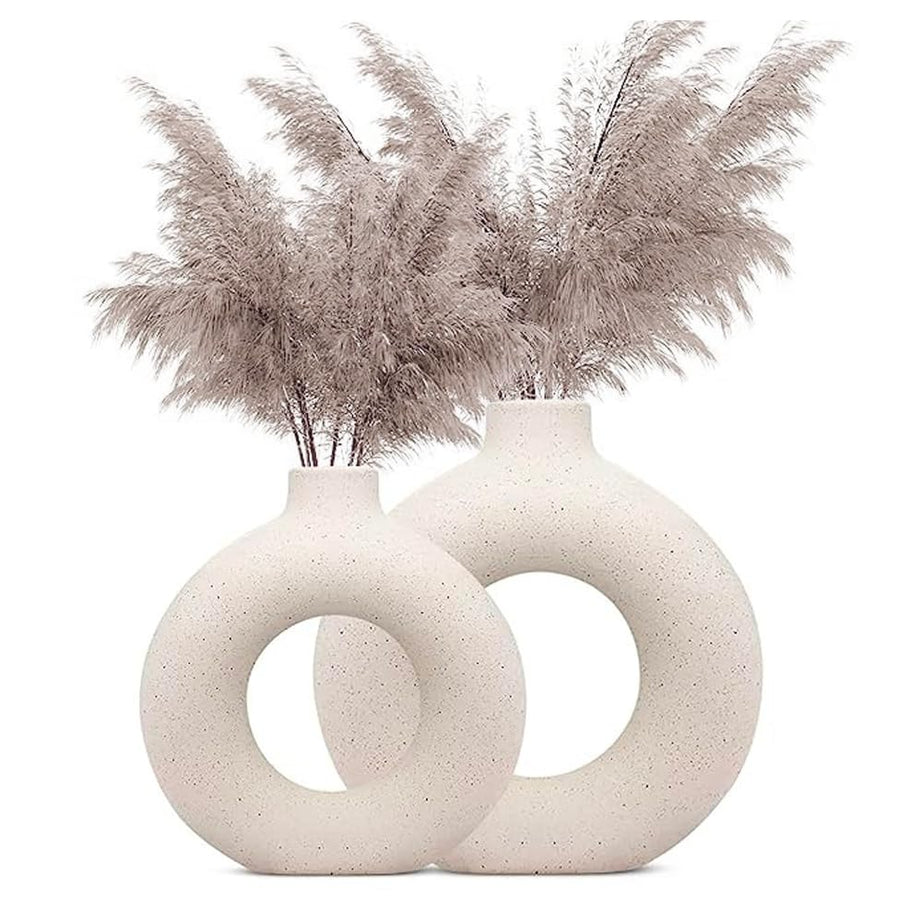 Indulge Homes White Ceramic Donut Vase (6 & 8 Inch)