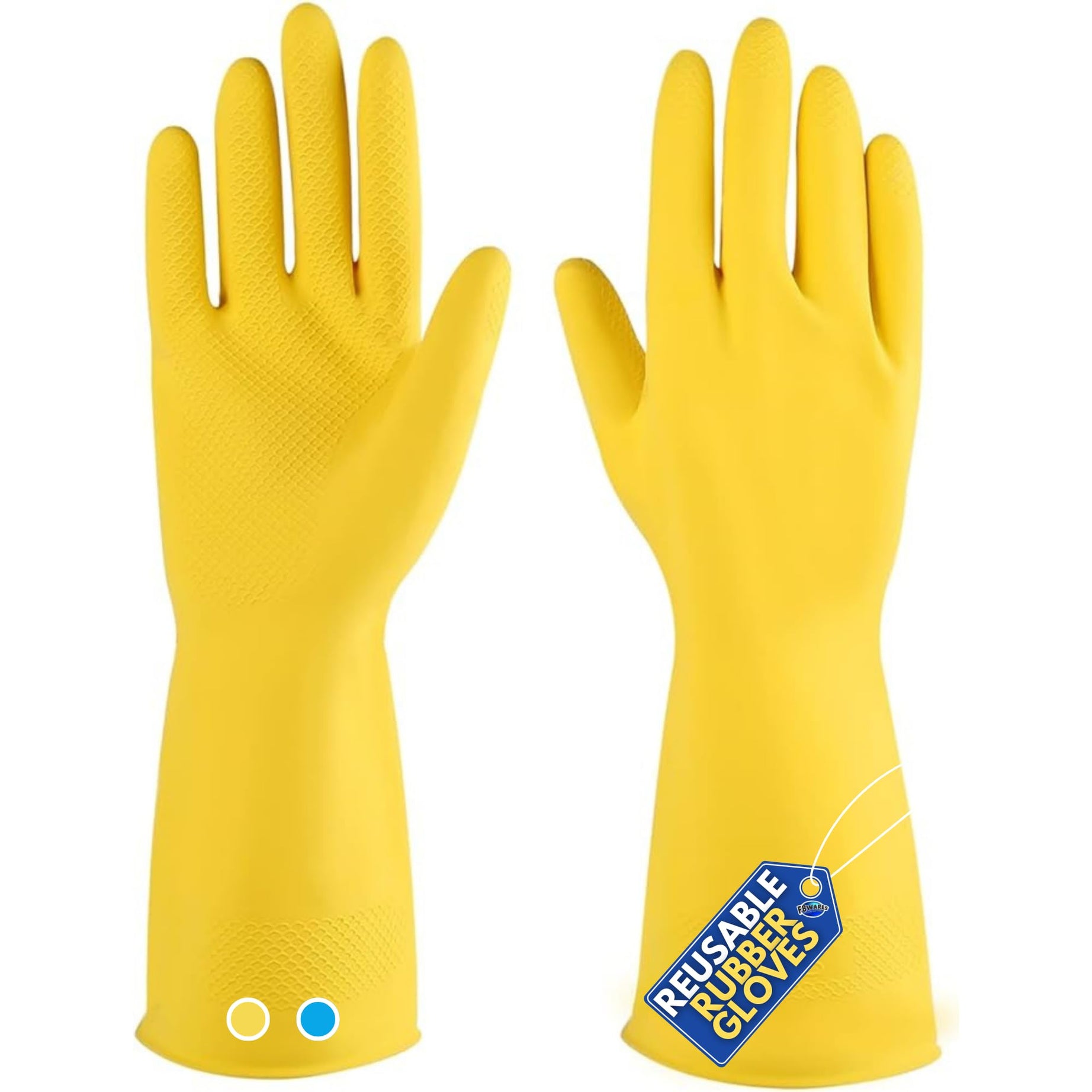 F8WARES Latex Hand Gloves-Rubber Gloves-Gloves For Cleaning-Gloves For Washing Utensils-Gardening Gloves-Dish Washing Gloves For Bathroom Kitchen Toilet For Men Women (Medium, Yellow), Pack Of 1