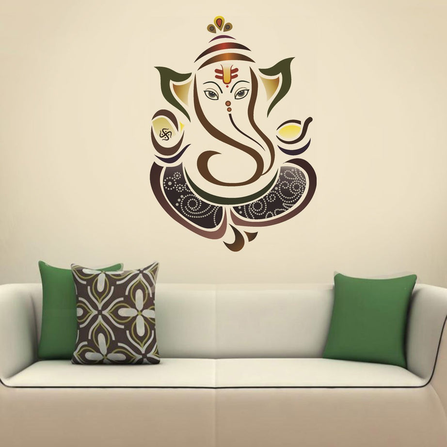 Decals Design 'Modern Elegant Ganesha God' Wall Sticker (PVC Vinyl, 50 cm x 70 cm, Multicolour)