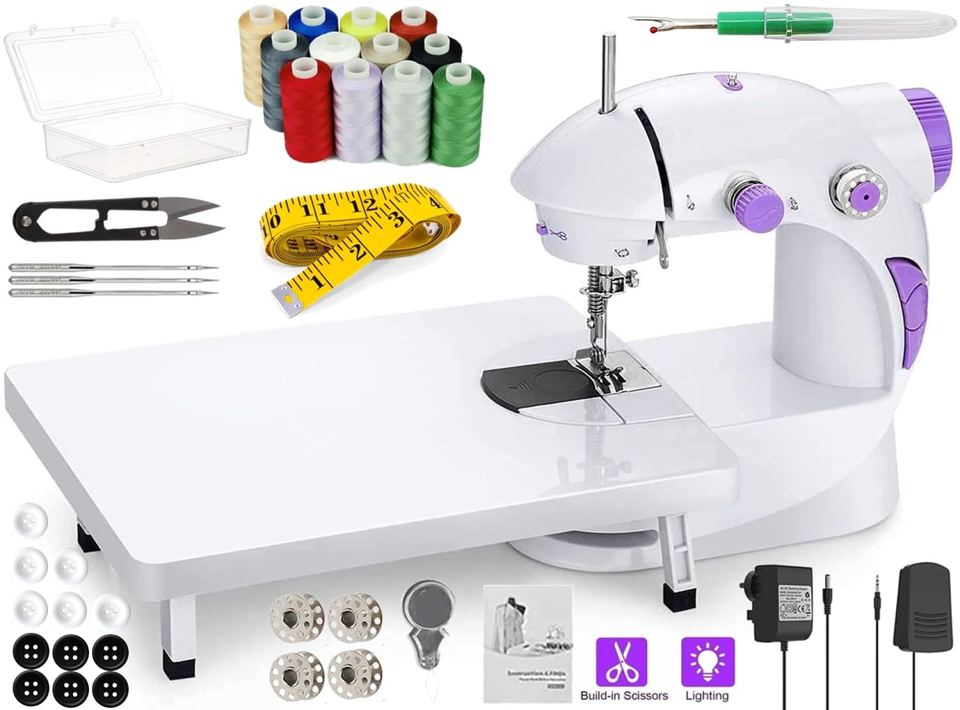 JAXHOM Sewing Machine For Home Tailoring I Silai Machine With Table Set I Stitching Machine For Home Use With Foot Pedal, Adapter And Fully Loaded Sewing Kit (SewingMachine+Table+Kit)