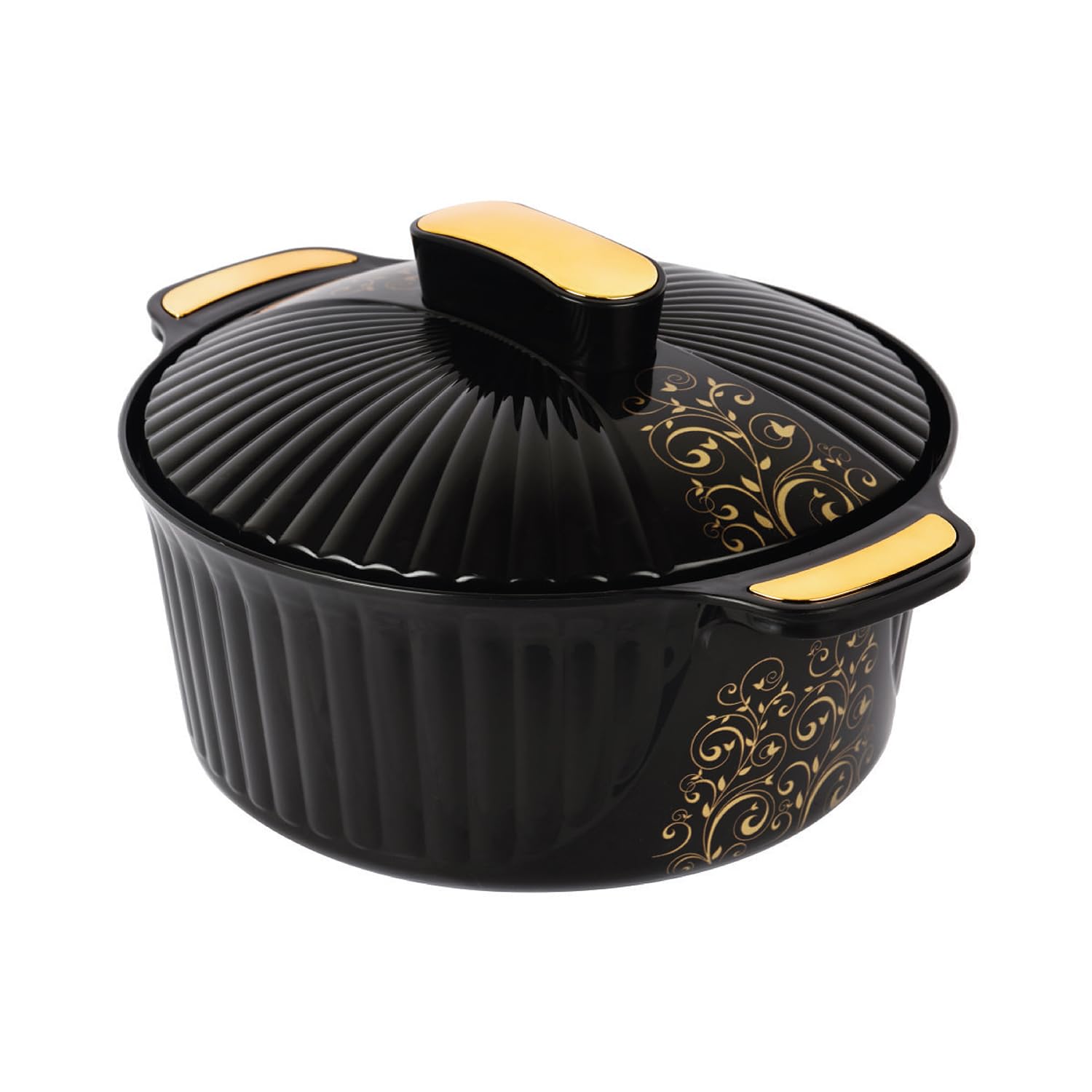 CELLO Sonet Insulated Inner Steel Casserole | Secure Locking Lid | Easy Grip lid to Open and Close | Perfect for Serving Soups, Stews, Curries, Roti | 1500ml, Black