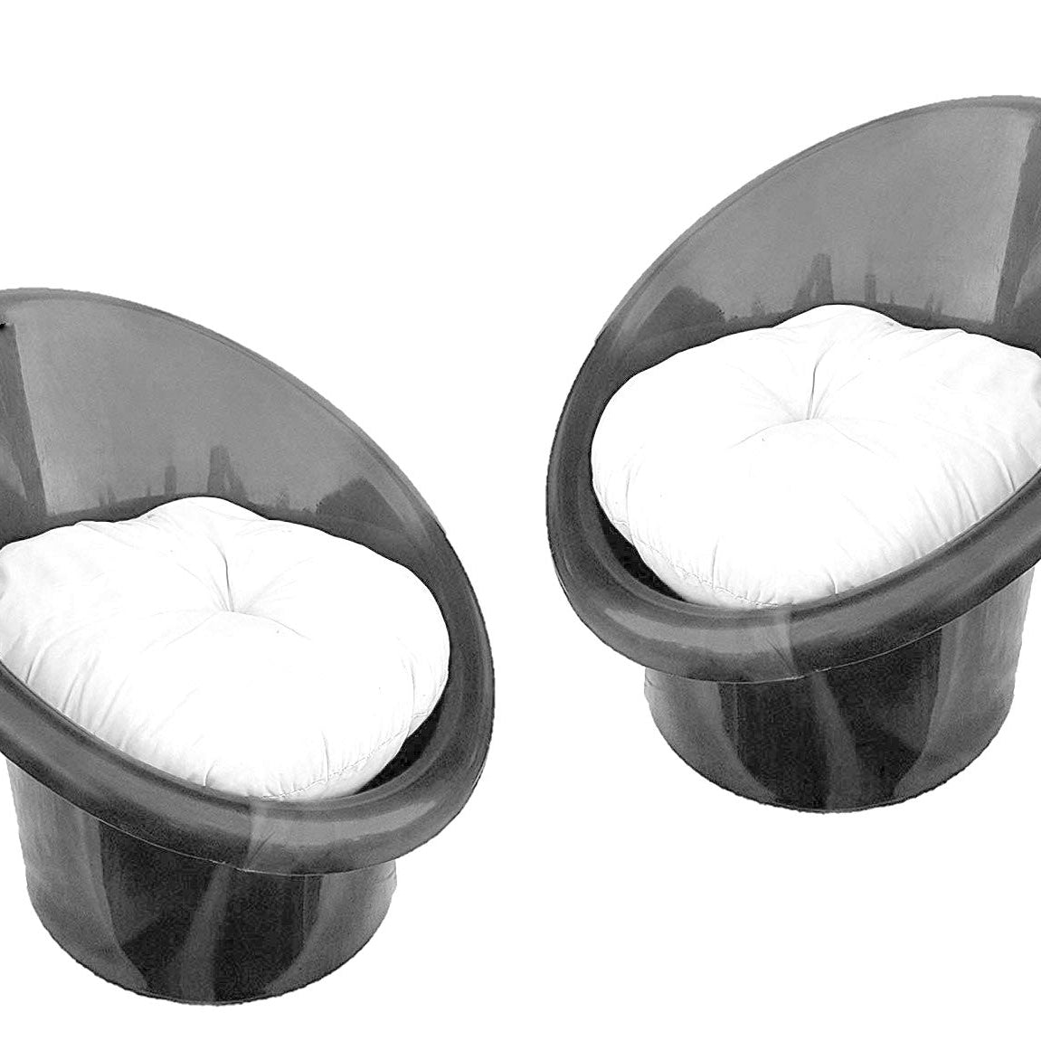 ANJWAR Tub Chairs/ARM Chairs/Chairs for Home, Living Room/Indoor and Outdoor Chairs with Complimentary Cushions Set of 02 (Standard, Silver Black)(Plastic)