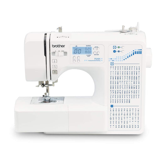 Brother FS101 Automatic Zig-Zag Computerized Electric Sewing Machine100-Built-in Decorative Stitch and 55-Built-in Character Stitches/LCD /LED Light Japanese Quality (Without Extension table), white