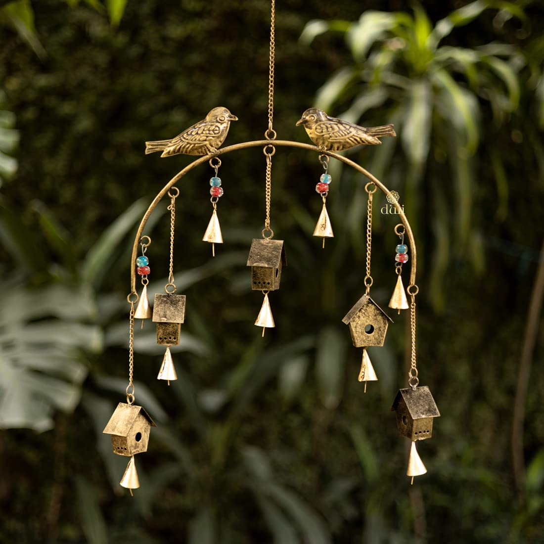 DULI Metal Windchime Wall Hanging, Feng Shui, Wall Art, Wall Decor, PositiveVibes, Rustic Wall Hangings, Wall Art, Diwali Decor, Home Decor, Positive Vibes (MetalWallHanging: BirdHouse)