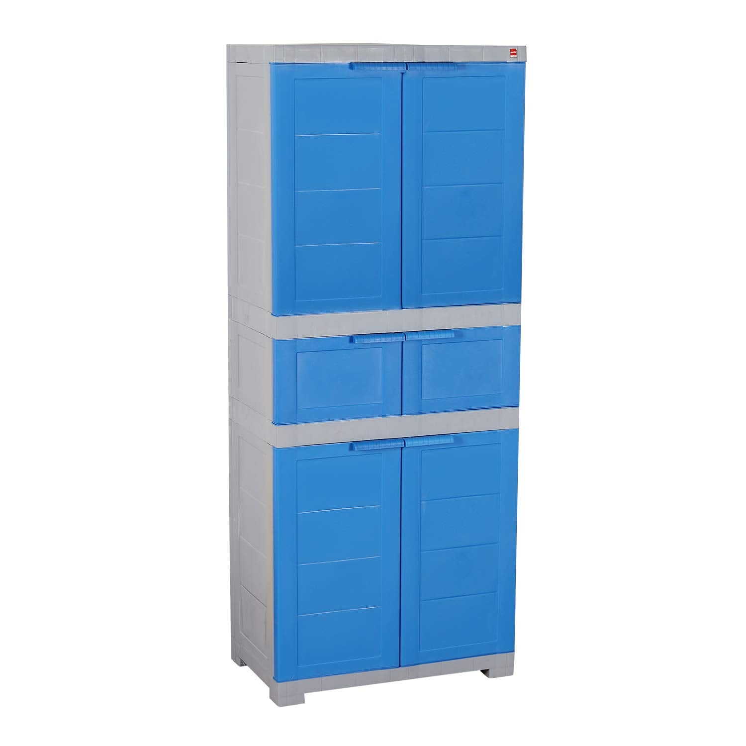 Cello Novelty Triplex Plastic 2 Door Cupboard with 4 Shelves(Blue and Grey)