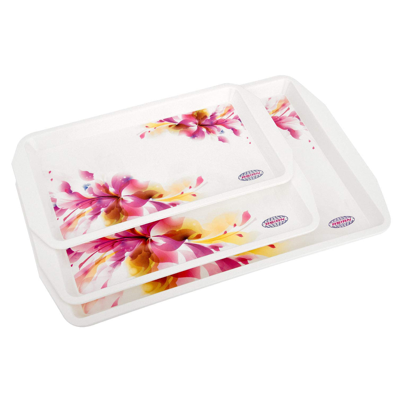 ASIAN Franco Plastic Trays for Serving Tea Snacks - Set of 3, Assorted, Small/Medium/Large