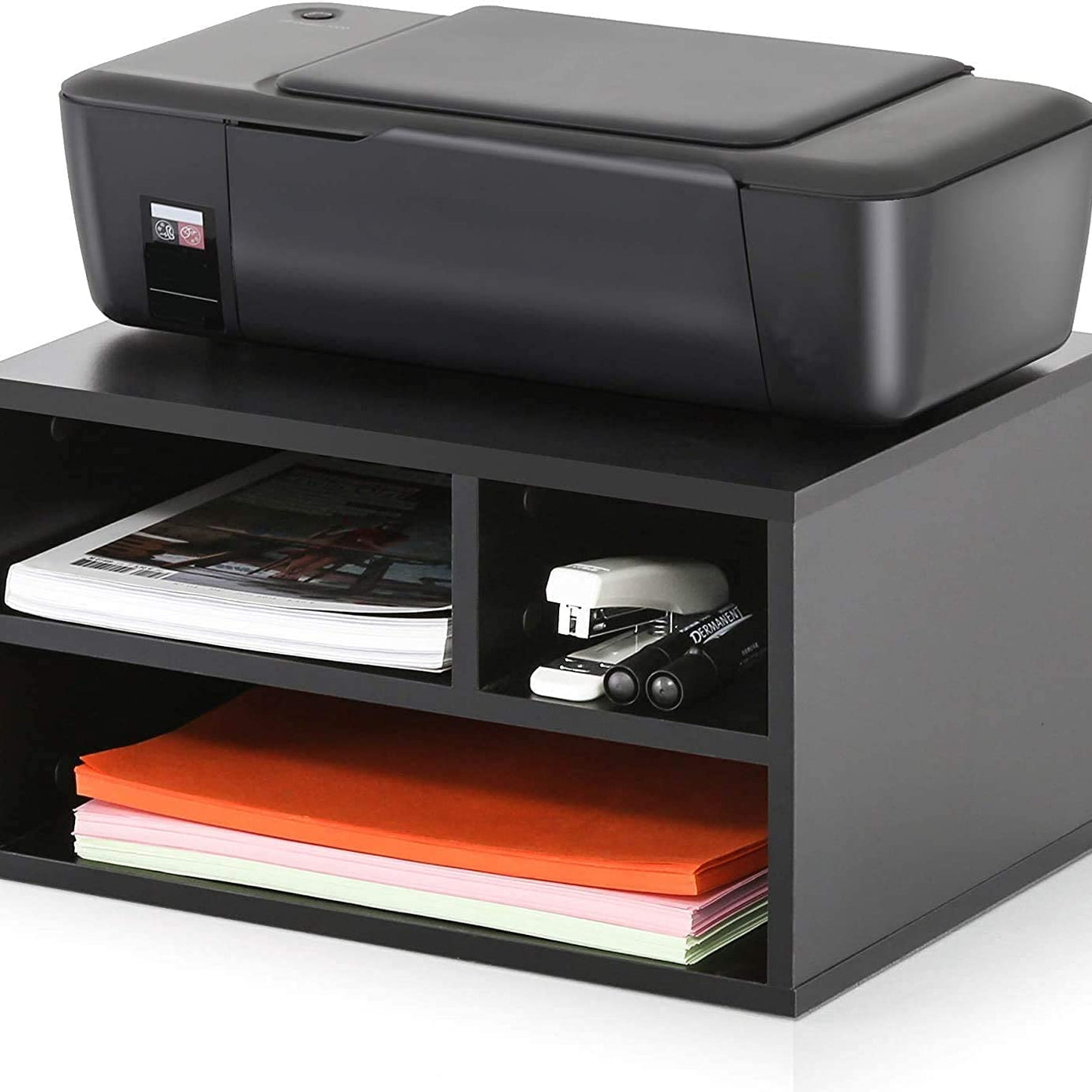 Tree House Printer Stands with Storage, Workspace Desk Organizers for Home & Office, Black