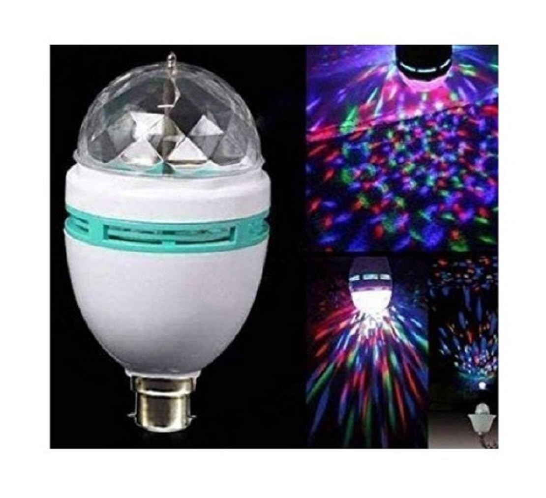 FIZLOZ LED Decorative Disco lamp 360 Degree LED Crystal Rotating Bulb Magic LED Light, Rotating Bulb Light Lamp for Party, Home, Diwali, Festival Decoration Set of 1 bulb (6 Watts)