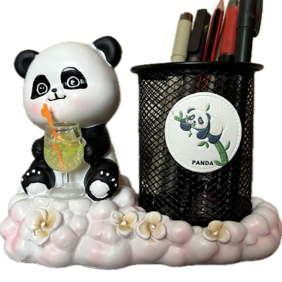 MEHRANSH® Cute Panda Themed Metal Mesh Desk Organizer | Stationary Storage Stand | Pen, Pencil Holder for Office, Home and Study Table | Kid's Room Decor