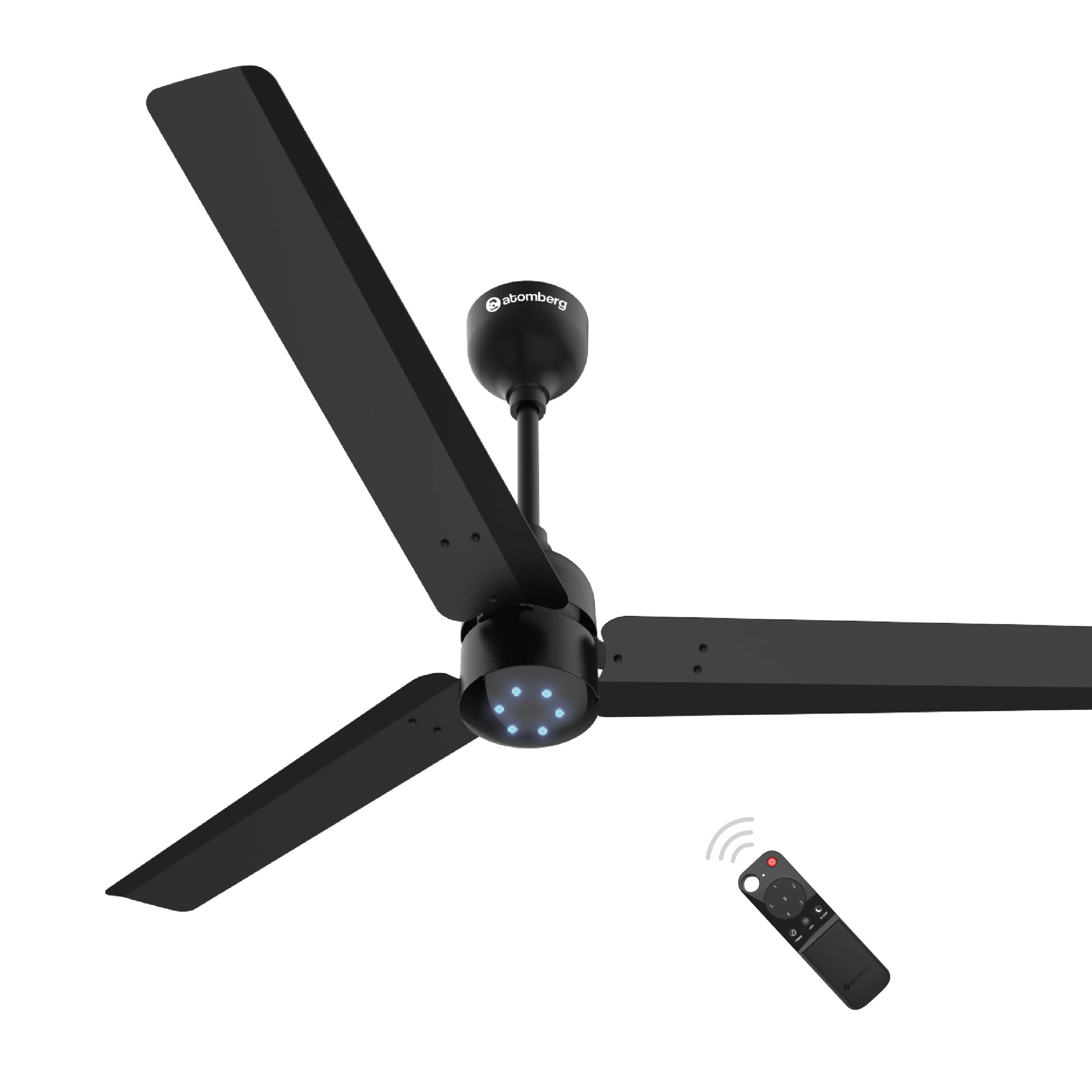 atomberg Renesa 1200mm BLDC Ceiling Fan with Remote Control | BEE 5 star Rated Energy Efficient Ceiling Fan | High Air Delivery with LED Indicators | 2+1 Year Warranty (Midnight Black)