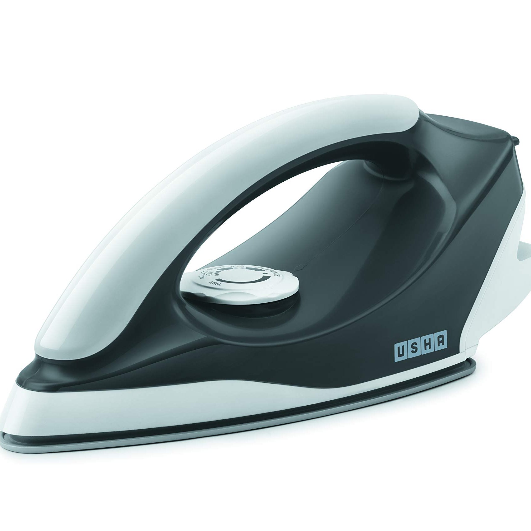 USHA ABS body Aurora 1000 W Dry Iron With Innovative Tail Light Indicator, Weilburger Soleplate (White & Grey), 1000 Watts