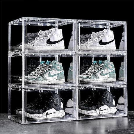 D-Mark Clear Shoe Organizer Box, Shoe Storage for Sneakers, Boots, Heels, Sandals, Flip Flops, Slippers (pack of 2)