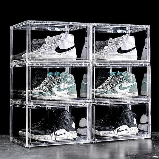 D-Mark Clear Shoe Organizer Box, Shoe Storage for Sneakers, Boots, Heels, Sandals, Flip Flops, Slippers (pack of 2)