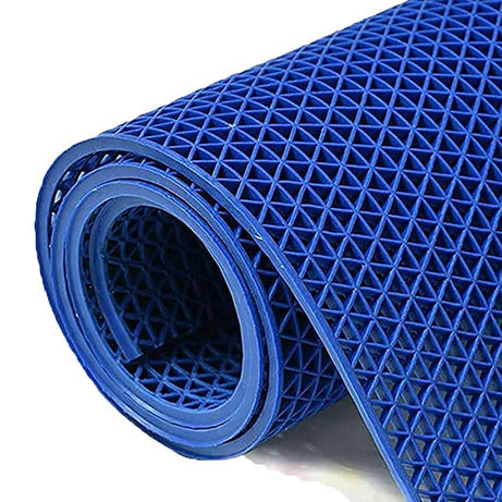 CURSHEET HOMZ Rubber Anti Skid Mat for Floor Bathroom Mat/Shower, Carpet Rugs of Home Entrance Commercial Doormat for Outdoor and Indoor for Hotel, Office (2x14 Ft, Blue)