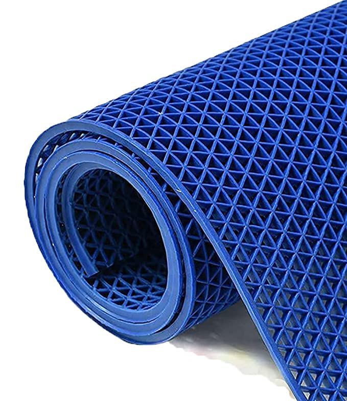 CURSHEET HOMZ Rubber Anti Skid Mat for Floor Bathroom Mat/Shower, Carpet Rugs of Home Entrance Commercial Doormat for Outdoor and Indoor for Hotel, Office (2x14 Ft, Blue)