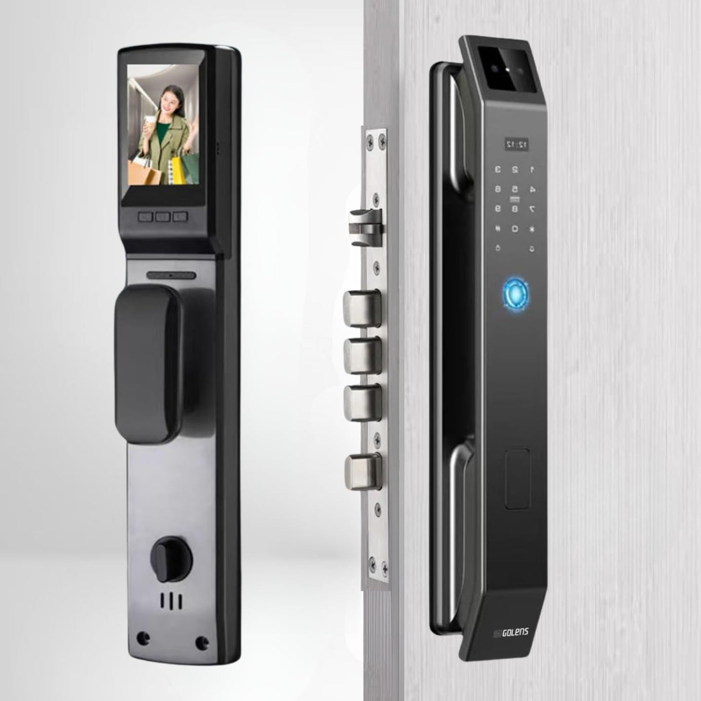 Golens X95 Luxury Smart Door Lock | 7 Ways Unlocking |3D Face ID| Fingerprint | Mobile App | RFID Card | PIN | Mechanical Key |Camera Technology| Keyless Entry Digital Lock (2 Year Warranty)