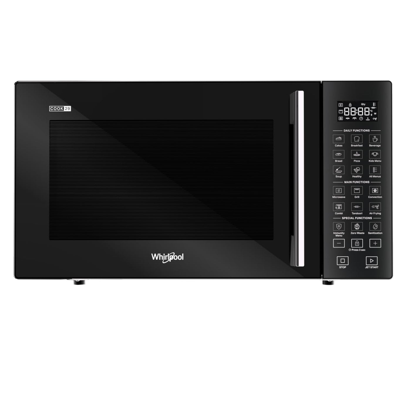 Whirlpool 29 Litres Convection Microwave Oven With 300 Plus Auto Cook Menus (Magicook Pro 31CES-E, Black, Air Fryer, Rotisserie)