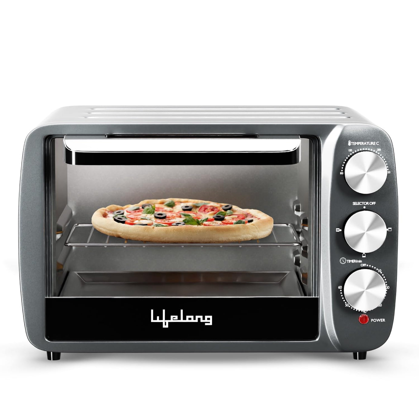 Lifelong OTG 19 Litre for Kitchen with Barbeque Tray - 1300W Oven Toaster Griller Machine Electric - Timer Control with 3 Heating Modes - Bake Pizza, Cake, Grill Chicken, Toast Bread (Legacy,LLOTDB19)