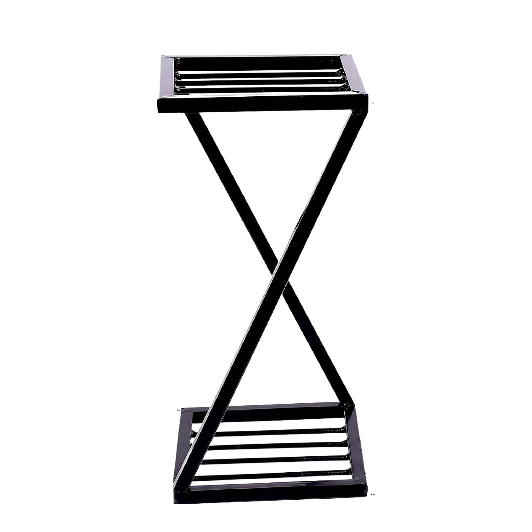 N.A Supplier Metal Stylish New Z Shape X Shape Metal Planters Stand| Black Stand Strong legs Perfect Stand for Planter indoor and Outdoor (40 CM Stand) Set of 1