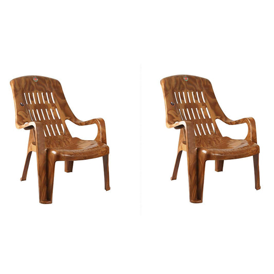 Cello Comfort Plastic Relaxed Armchair, Set of 2 (Sandalwood Brown)