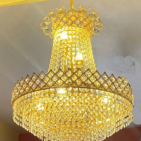 SHRI MAHAL ANTIQUES LED Crystal Big Size Jhumar Ceiling Light for Living Room/Hall/Bed Room Chandelier Ceiling