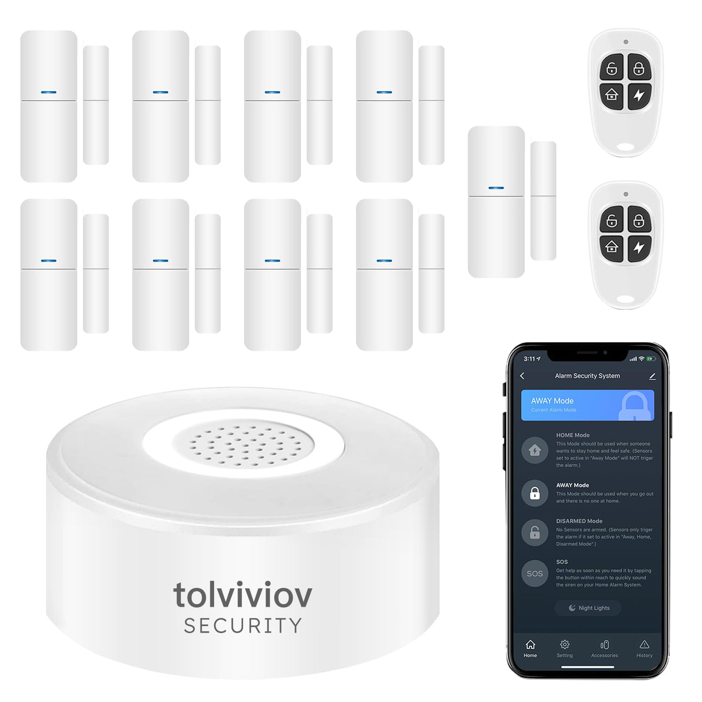 tolviviov Home Alarm System(2nd Gen), 12 Pieces Smart Home Alarm Security System DIY No Monthly Fee, Phone Alert, Alarm Siren, Door/Window Sensors, Remotes, Work with Alexa, for House Apartment Office