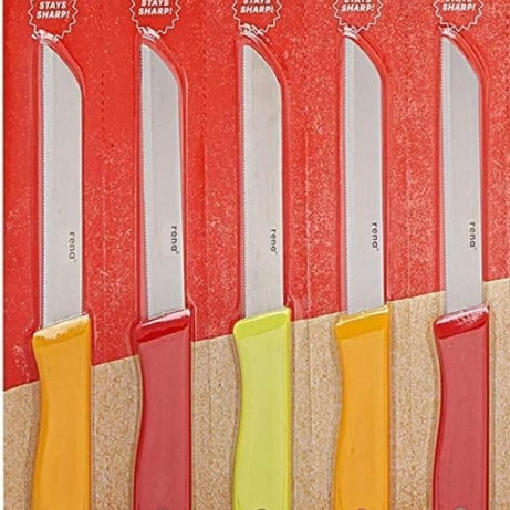 rena germany Stainless Steel Kitchen Knife Set, Serrated Knife Set, Multipurpose Utility Knives for Household, Professional Quality for Cooking and Baking (90 mm, 5)